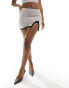 Фото #6 товара Kaiia contrast trim bow detail mini skirt co-ord in grey