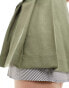 Фото #6 товара Miss Selfridge tailored poplin layer pleated mini skirt in khaki