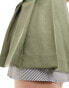 Фото #3 товара Miss Selfridge tailored poplin layer pleated mini skirt in khaki