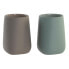 Toothbrush Holder DKD Home Decor 8 x 8 x 11 cm Beige Green Dolomite (2 Units)