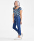 Фото #2 товара Petite High-Rise High-Cuff Embroidered Capri Jeans, Created for Macy's