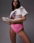 Фото #8 товара Topshop mix and match crinkle high waist bikini bottoms in pink