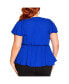 ფოტო #4 პროდუქტის Plus Size Wrap Frills Short Sleeve Top