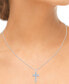 ფოტო #2 პროდუქტის Diamond Double Row Cross 18" Pendant Necklace (1/4 ct. t.w.) in 14k White Gold