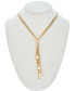 ფოტო #2 პროდუქტის Cultured Freshwater Pearl (6-1/2 mm) Multi-Strand 18" Lariat Necklace in 14k Gold-Plated Sterling Silver