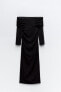 Фото #5 товара Платье миди с драпировкой и открытыми плечами ZARA