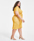 Фото #6 товара Trendy Plus Size Tie-Front Ruched Shirtdress
