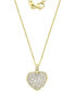 Cubic Zirconia Round & Baguette Heart Pendant Necklace in 14k Gold-Plated Sterling Silver, 16" + 2" extender