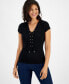 Фото #1 товара Women's Lace-Up Short-Sleeve Top, Created for Macy's