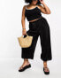 Фото #2 товара ASOS DESIGN Curve plisse wide leg trouser culottes in black