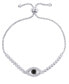 ფოტო #1 პროდუქტის Black Diamond Accent Evil Eye Adjustable Bolo Bracelet in Silver Plate