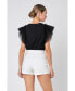 Women's Tulle Ruffle Knit Top