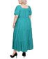 Фото #2 товара Plus Size Short Sleeve Tiered Midi Dress