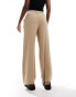 Фото #3 товара Miss Selfridge soft touch pull on wide leg trouser in stone