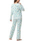 ფოტო #2 პროდუქტის Women's Long Sleeve Notch Collar Top with Lounge Pants 2 Piece Pajama Set
