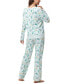 Women's Long Sleeve Notch Collar Top with Lounge Pants 2 Piece Pajama Set