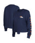ფოტო #1 პროდუქტის Women's Navy Denver Broncos Thermal Crop Long Sleeve T-shirt