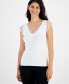 ფოტო #1 პროდუქტის Women's Ribbed Lace-Trim Cap-Sleeve Sweater