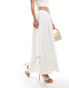 Фото #1 товара & Other Stories linen maxi skirt with volume hem and embrioderd broderie in white