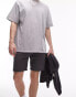 Topman classic fit jersey short with raw hem in charcoal