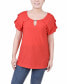 ფოტო #1 პროდუქტის Petite Swiss Dot Short Sleeve Top