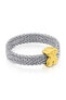 Steel ring with a golden teddy bear Mesh 10002144