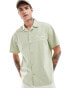 ASOS DESIGN relaxed revere shirt with chest embroidery in sage green