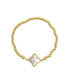 White Mother of Imitation Pearl Flower Centerpiece Stretch Gold-Tone Ball Bracelet