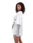 ASOS DESIGN oversized t-shirt with photographic print and sequin sleeves in white Белый, S - EU 36-38 - фото #3