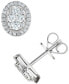 ფოტო #1 პროდუქტის Diamond Oval Halo Cluster Stud Earrings (5/8 ct. t.w.) in 14k White Gold