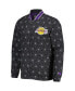 Фото #3 товара Men's Black Los Angeles Lakers In-Field Play Fashion Satin Full-Zip Varsity Jacket