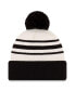 Фото #2 товара Men's Black, Cream NASCAR Bar Cuffed Pom Knit Beanie