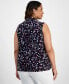 Фото #2 товара Plus Size Printed Triple-Pleat V-Neck Top