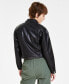 ფოტო #2 პროდუქტის Petite Cropped Long-Sleeve Faux-Leather Jacket, Created for Macy's