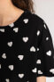 Fall In Love Regular Fit Kalp Desenli Kısa Kollu Pijama Takımı B9460ax24sp