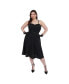 Фото #2 товара Plus Size Woven Detachable Capelet Swing Dress