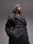 Topshop reversible long-line padded trench coat in charcoal