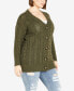 Фото #1 товара Plus Size Cara Cable V-neck Cardigan Sweater