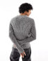 Reclaimed Vintage plated rib knit zip up jumper in grey grau, XL - EU 42 - фото #3