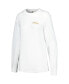 ფოტო #3 პროდუქტის Women's White Distressed Clemson Tigers Hand-Drawn Stadium Comfort Colors Oversized Long Sleeve T-shirt