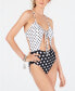Фото #1 товара Hula 259371 Women Honey Polka-Dotted Cutout One-Piece Swimsuit Size Large