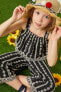 Фото #1 товара Kız Çocuk Çiçek İşlemeli Beli Lastikli Bol Paça Pantolon 3SKG40034AW