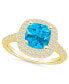 Фото #1 товара Blue Topaz and Diamond Accent Halo Ring in 14K Yellow Gold