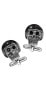 Moto Skull Cufflinks with Black Helmet and Crystal Eyes