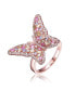Фото #2 товара RA 18K Rose Gold Plated Multi Color Cubic Zirconia Butterfly Ring