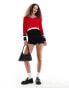 Фото #2 товара COLLUSION v neck knitted top in red