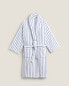 Contrast striped cotton bathrobe