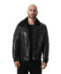 Men's Black Leather Bomber Jacket, Crocodile Emboss