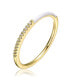 Фото #1 товара RA Young Adults/Teens 14k Yellow Gold Plated with Cubic Zirconia White Enamel Half & Half Slim Stacking Ring