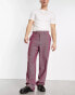 ASOS DESIGN smart wide wool mix trousers in burgundy puppytooth